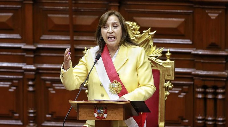 Imagen de archivo de la presidenta de Perú, Dina Boluarte. Foto: EFE