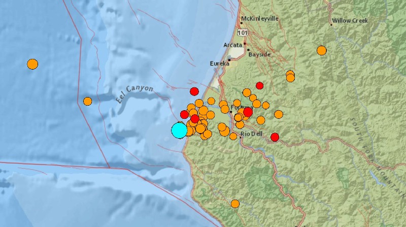Un terremoto de 6.4 sacudió California, Estados Unidos, este 20 de diciembre de 2022. Foto: USGS