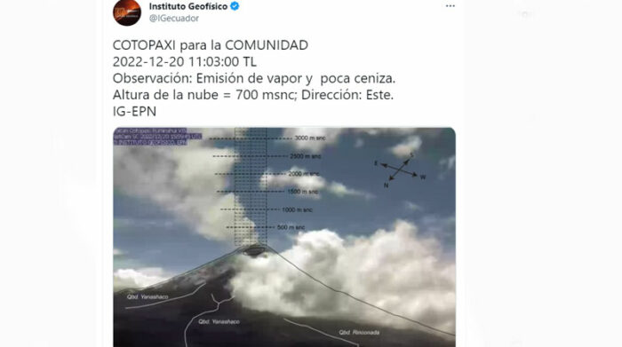 El Instituto Geofísico emitió el informe de los lugares en donde se reportó la caída de ceniza en Quito. Foto: Captura de pantalla