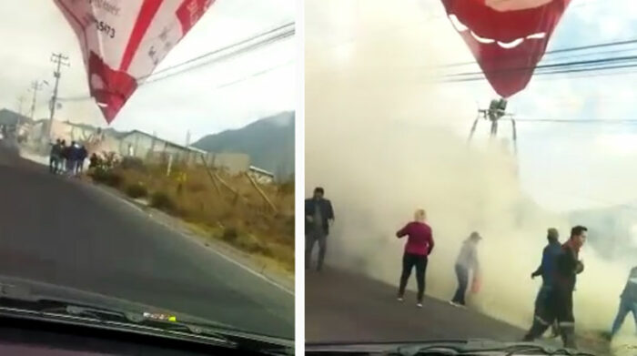 El incidente fue grabado por personas que estaban cerca de la vía a Calacalí, en el noroccidente de Quito. Fotos: Capturas de pantalla