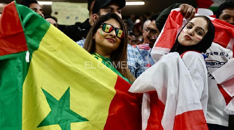 Hinchada de Senegal e Inglaterra durante el partido para conseguir un pase a cuartos de final. Foto: Diego Pallero / EL COMERCIO