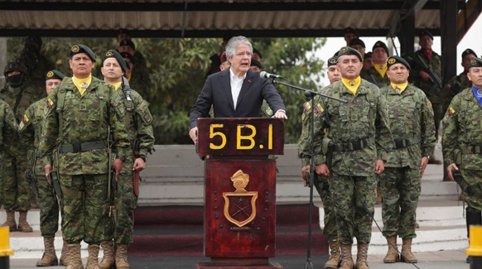 El presidente Guillermo Lasso en el Fuerte Militar Huancavilca en Guayas. Foto: Twitter @Presidencia_Ec