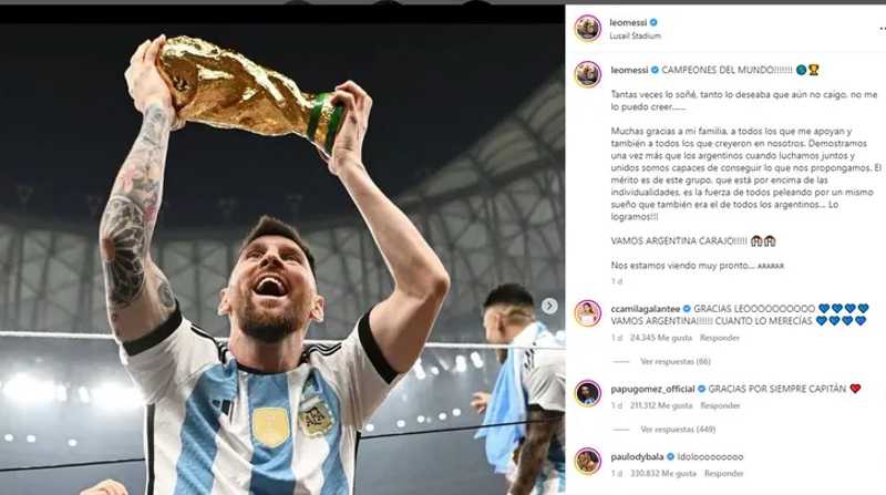 La publicación de Leo Messi es la más "likeada" en Instagram. Foto: Internet