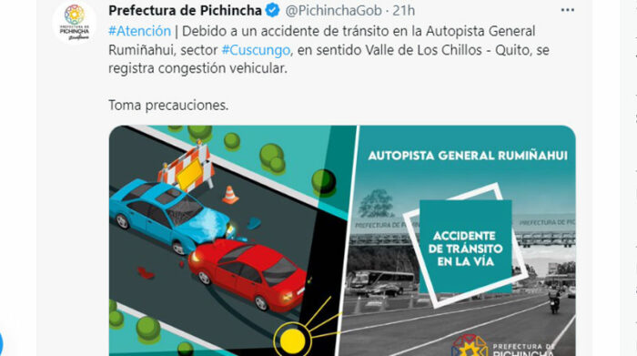 La Prefectura de Pichincha dijo que el vehículo debía ser removido, antes de realizar el ciclopaseo. Foto: Captura de pantalla