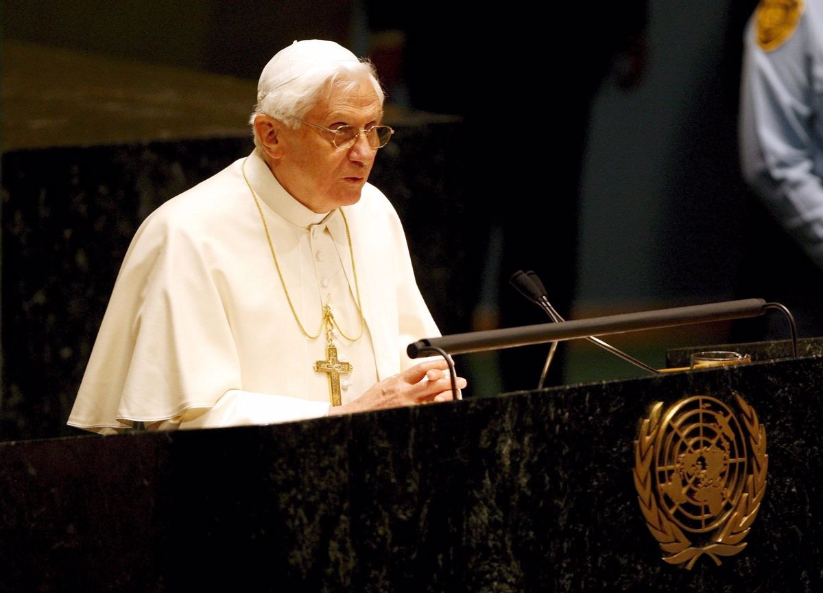 Imagen de archivo del papa Benedicto XVI, durante el discurso que pronunció ante la Asamblea General de Naciones Unidas, en la sede de la ONU en Nueva York, Estados Unidos. Foto: EFE
