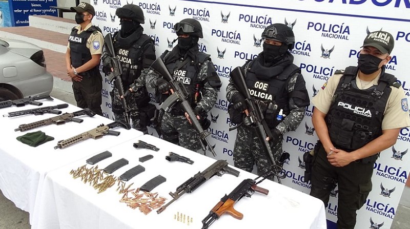 Ocho armas decomisadas en el sur de Guayaquil
