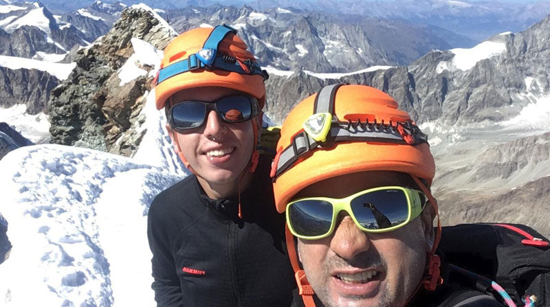 Antonio (izq.) y Edwin López en el monte Cervino, en Suiza, en el 2018. Foto: Los López Montañistas