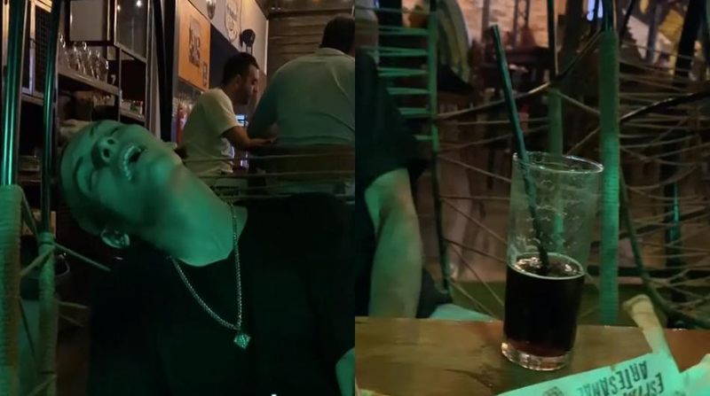 El chico se durmió en el bar mientras tenía una cita con su novia. Foto: TikTok @ghettiazul