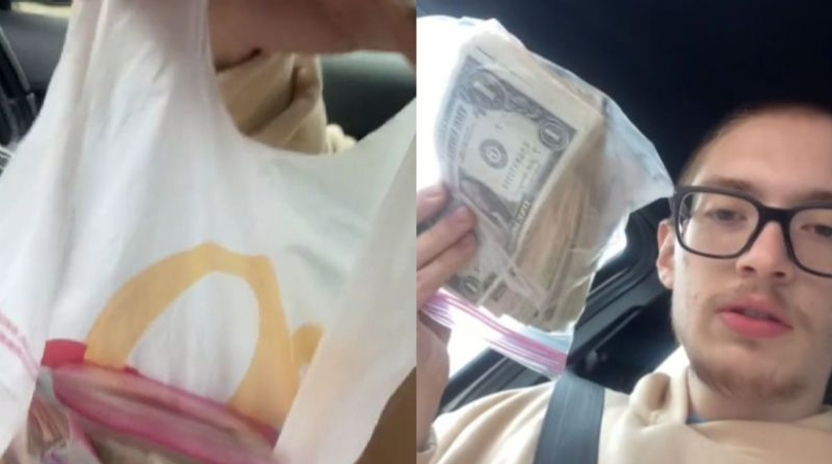El joven de Luisiana, EE.UU., se llevó una gran sorpresa al abrir las bolsas de su pedido. Foto: Captura de video