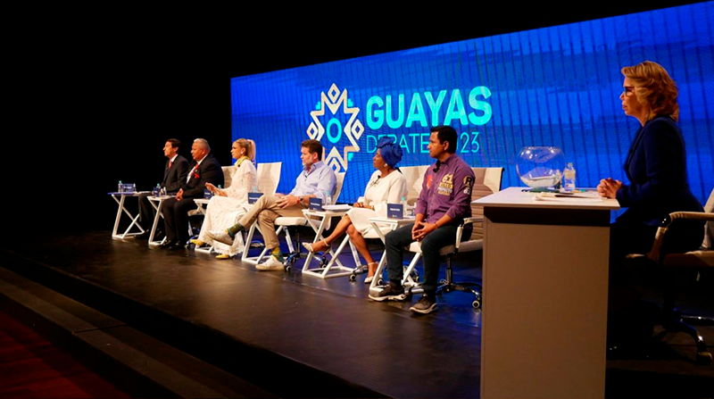 Debate de los candidatos a la Prefectura del Guayas realizado el 8 de enero del 2023. Foto: CNE