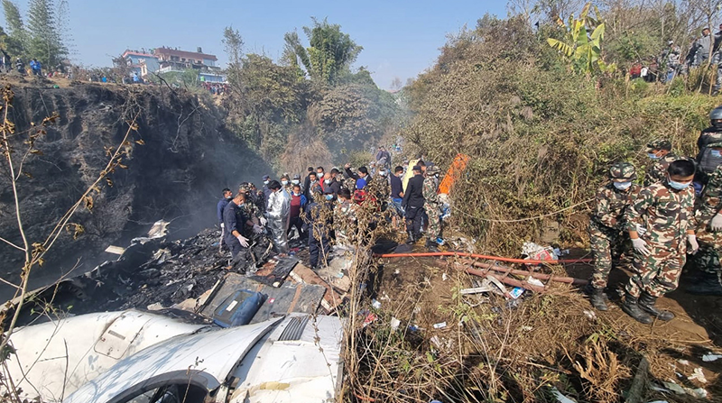 Lugar del centro de Nepal en el que se ha estrellado un avion de Yeti Airlines. Foto: EFE