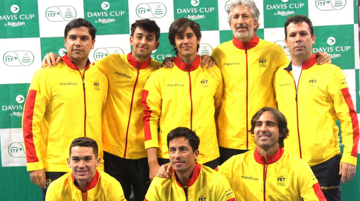 El equipo ecuatoriano de Copa Davis que jugó ante Grecia el 4 y 5 de febrero del 2023. Foto: Federación Ecuatoriana de Tenis
