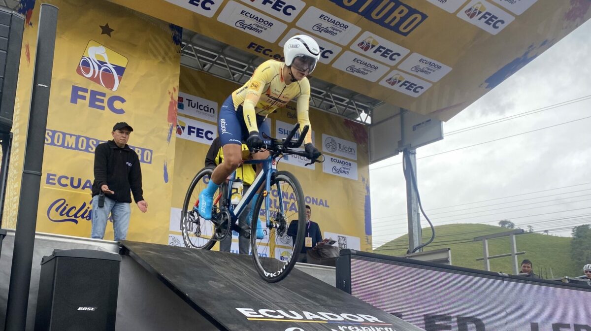 Miryam Núñez gabó la prueba contrarrelon en el Nacional de Ciclismo. Foto: Federación Ecuatoriana de Ciclismo