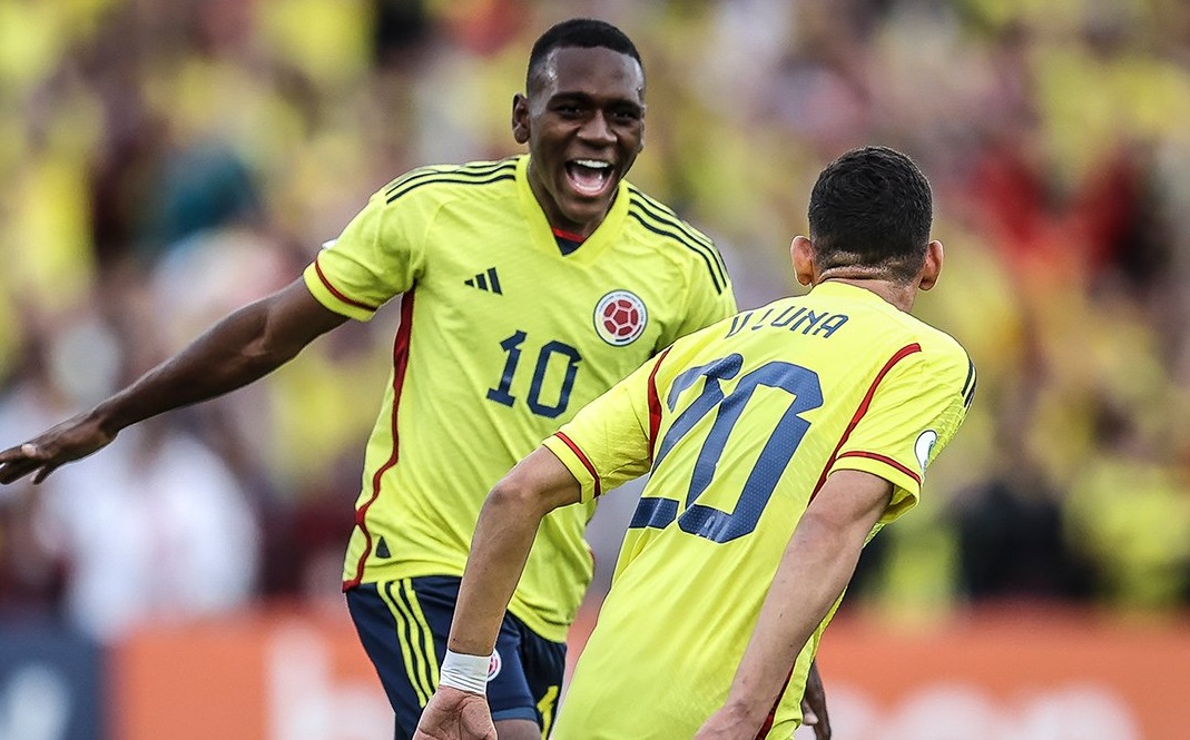 La selección de Colombia derrotó a Venezuela en el Sudamericano Sub-20. Foto: Conmebol