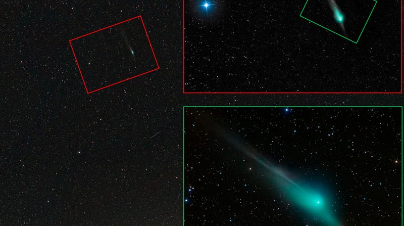 Imagen tomada en la provincia de Cáceres, España. El paso del cometa verde ZTF asombra en distintos países del mundo. Foto: Twitter Embajada de EE.UU. en España