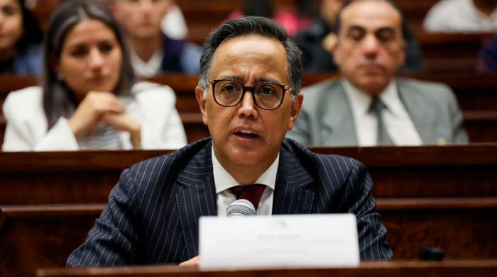 Diego Ordóñez durante su comparecencia en la Asamblea por el caso Encuentro. Foto: Asamblea