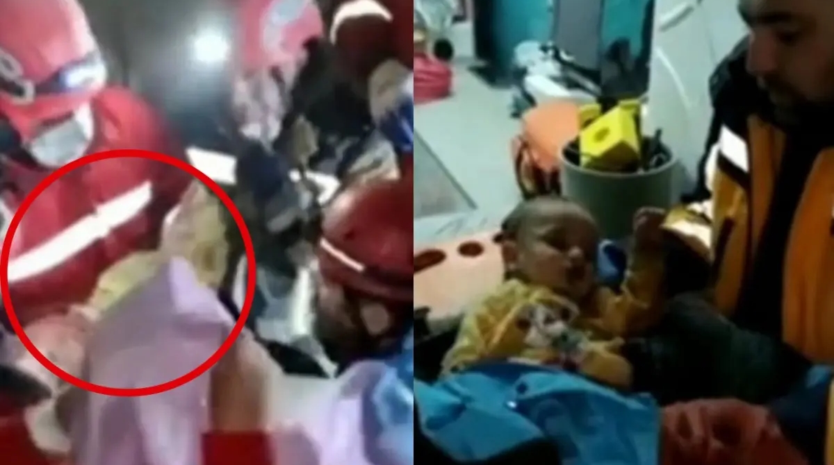 Un bebé de siete meses fue encontrado en la ciudad de Antioquía, en la provincia de Hatay, 140 horas después del inicio del terremoto en Turquía. Fotos: Capturas