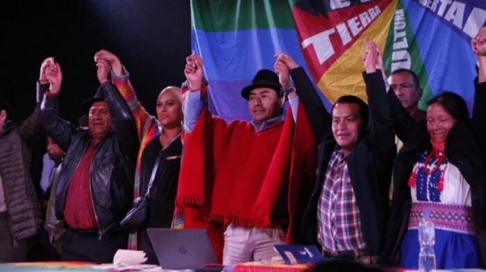 La Conaie junto a otras organizaciones sociales tomaron resoluciones frente al Gobierno el 17 de marzo pasado. Foto: Cortesía.