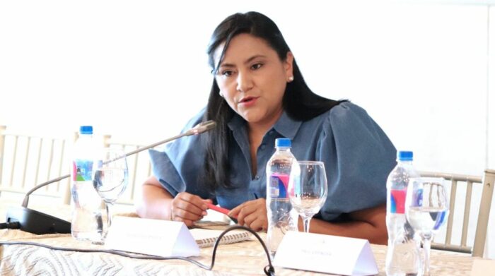 La legisladora por Pichincha, Blanca Sacancela, propuso el cambio del orden del día. Foto: Twitter Blanca Sacancela