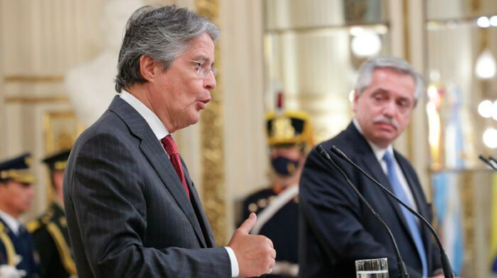 Guillermo Lasso recrimina a presidente de Argentina por recomendarle corregir expulsión de Fuks. Foto: Presidencia de Ecuador.