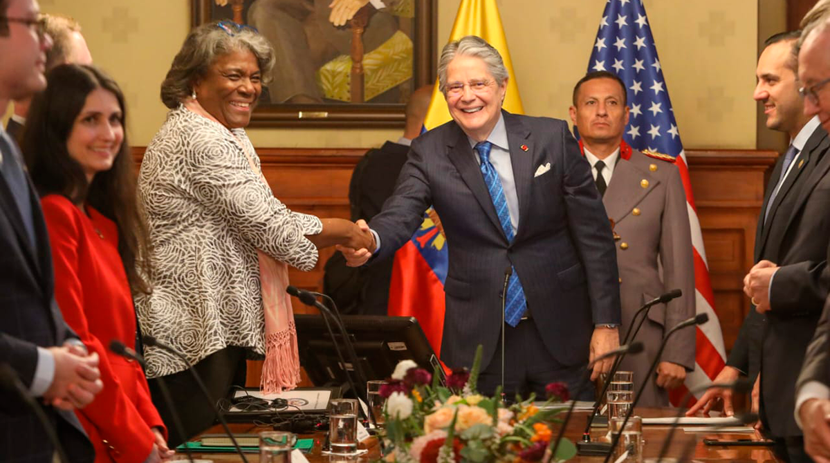 Temas de agenda del Consejo de Seguridad se abordaron en la reunión entre Linda Thomas Greenfield y el presidente Guillermo Lasso. Foto: Presidencia de Ecuador.