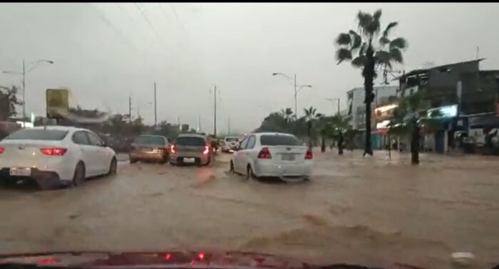 El sector de Las Orquídeas sufrió inundaciones, reportaron usuarios en redes sociales. Foto: Captura video