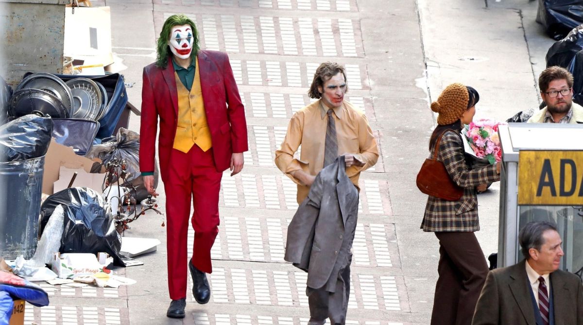 Joaquin Phoenix filmando Joker: Folie à Deux. Foto: Twitter