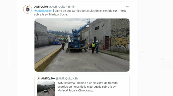 En el sector de San Diego se registró un choque contra un poste, que afectó el tránsito en el centro de Quito. Foto: Captura de pantalla
