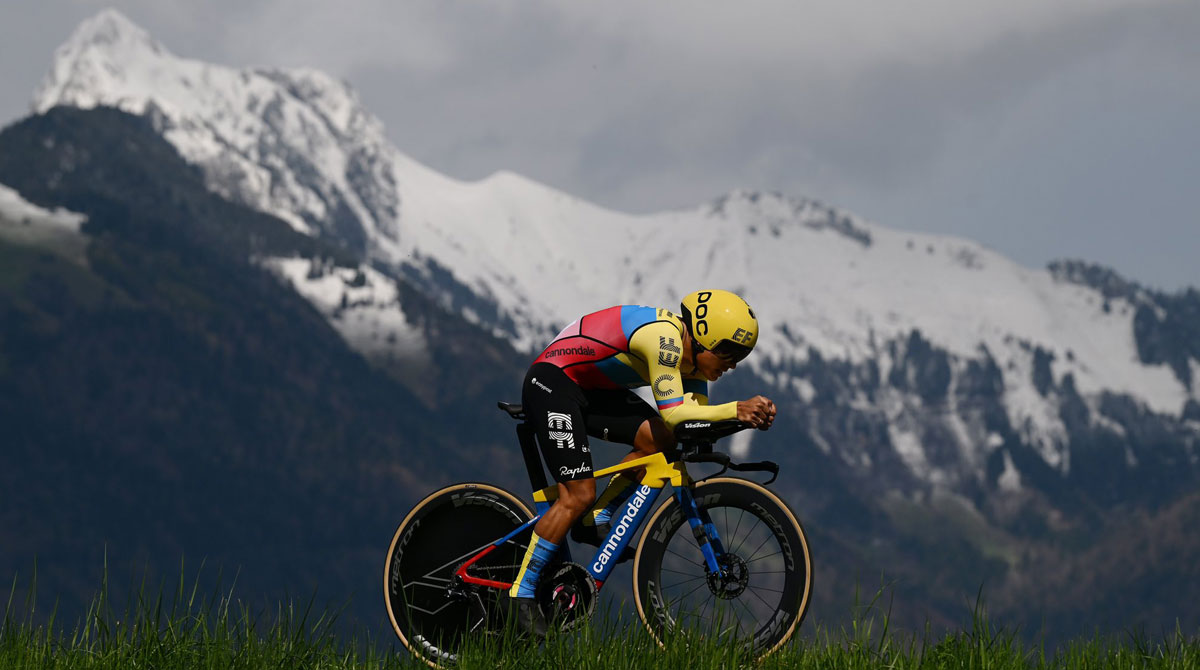 Jonathan Caicedo, campeón ecuatoriano de la contrarreloj en el Tour de Romandía 2023. Foto: @EFprocycling
