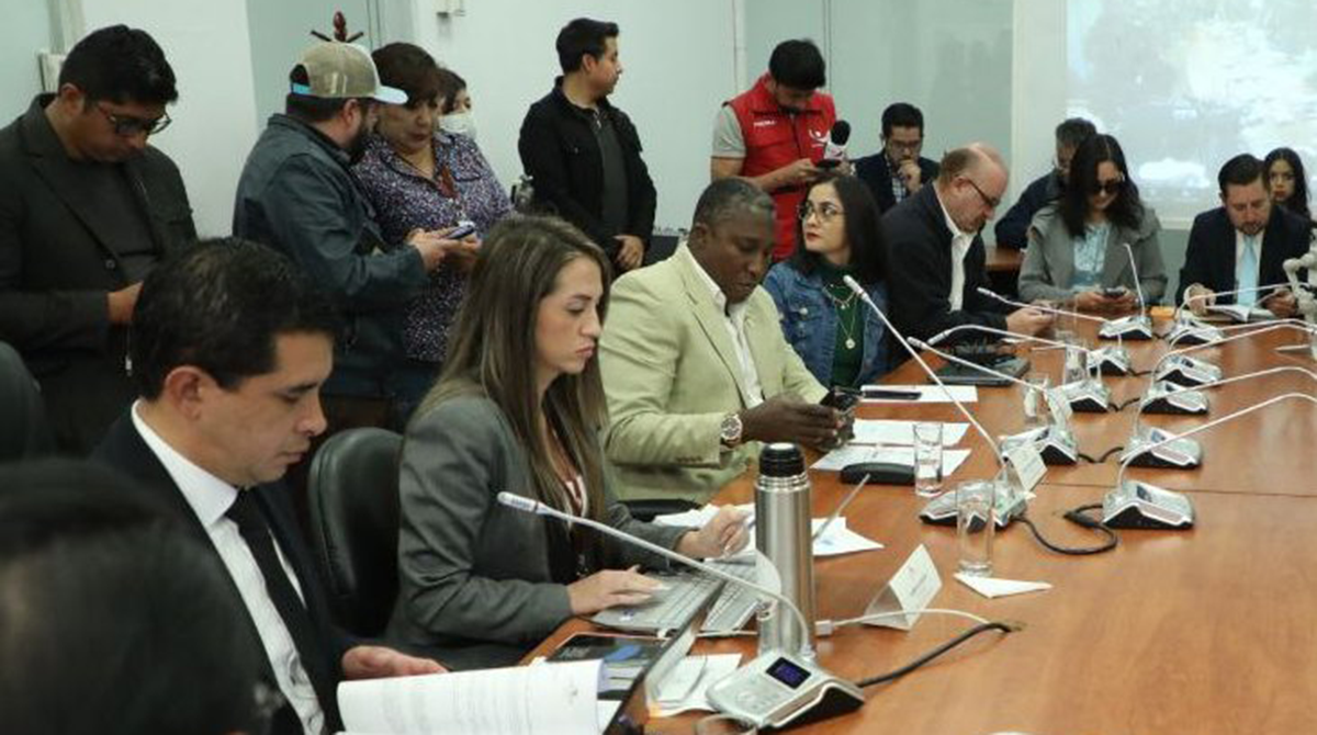 Sesión de la Comisión de Fiscalización en la que se evalúan los pedidos de pruebas para el juicio político contra el presidente Guillermo Lasso. Foto: Asamblea