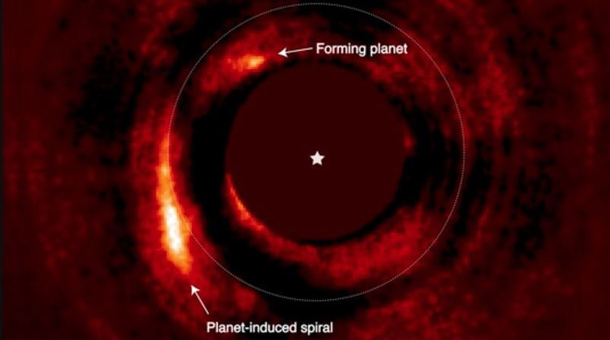 Imagen que confirma un mundo en formación en el sistema HD 169142. Foto: Iain Hammond, Monash University/ESO