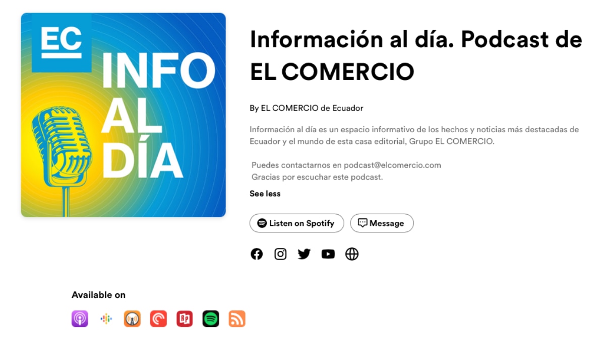 El podcast de EL COMERCIO: Información al Día se encuentra habilitado en la plataforma Anchor.fm de Spotify. Foto: Captura