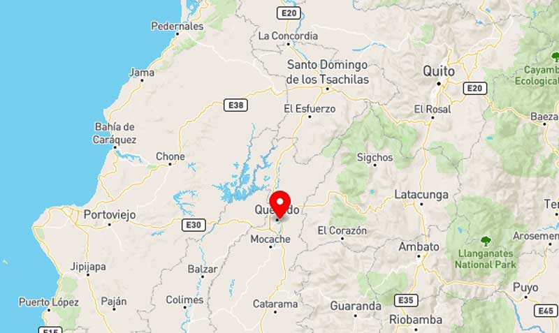 El temblor ocurrió a las 18:47 de este 22 de abril del 2023, a unos 6 kilómetros de Quevedo. Foto: captura