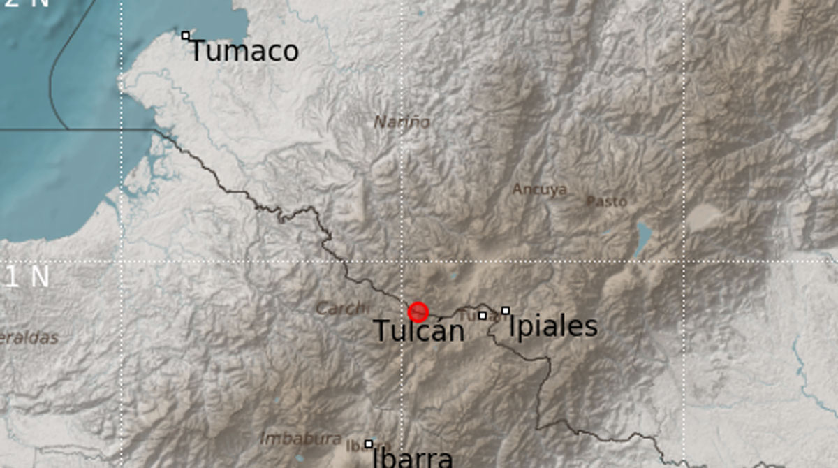 Un sismo de 3.1 se registró al norte de Tulcán, en la frontera con Colombia. Foto: Twitter IG