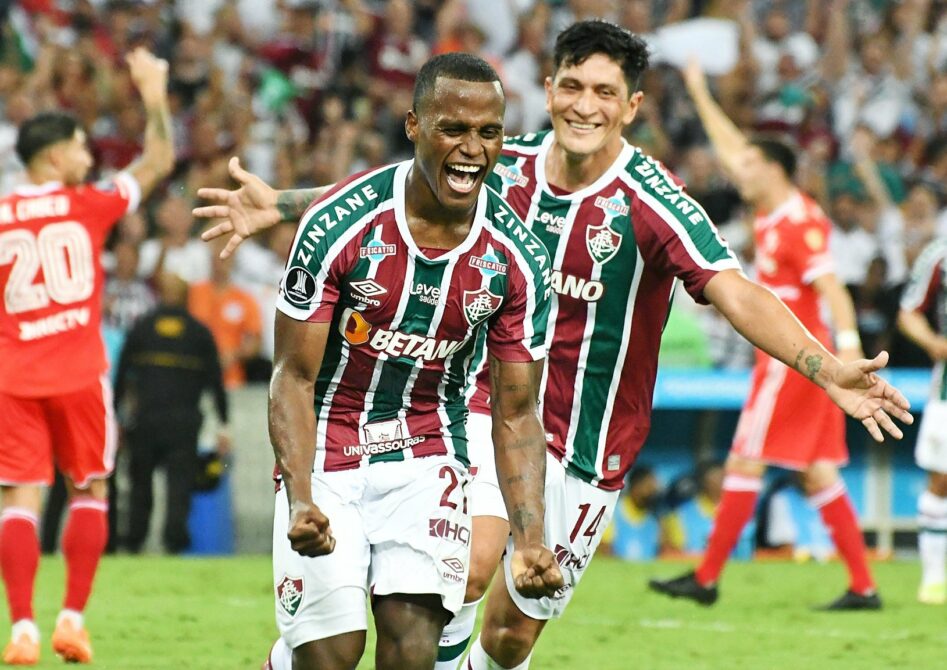 Jugadores del Fluminense festejan un gol ante River Plate en la Copa Libertadores 2023. Foto: @FluminenseFC