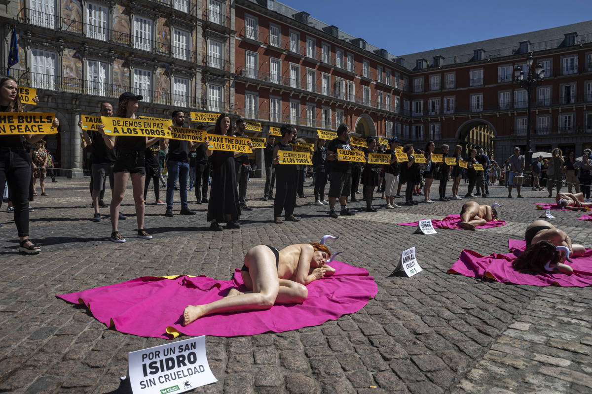 Protesta antitaurina de este domingo en Madrid. EFE