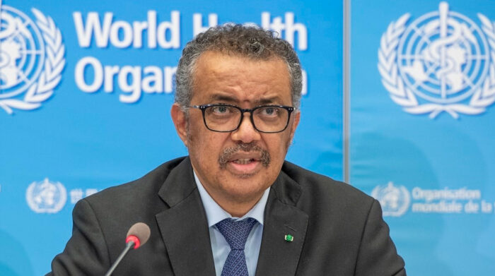 El director general de la OMS, Tedros Adhanom, durante la rueda de prensa diaria del organismo sanitario internacional sobre el brote de coronavirus. Foto: Europa Press