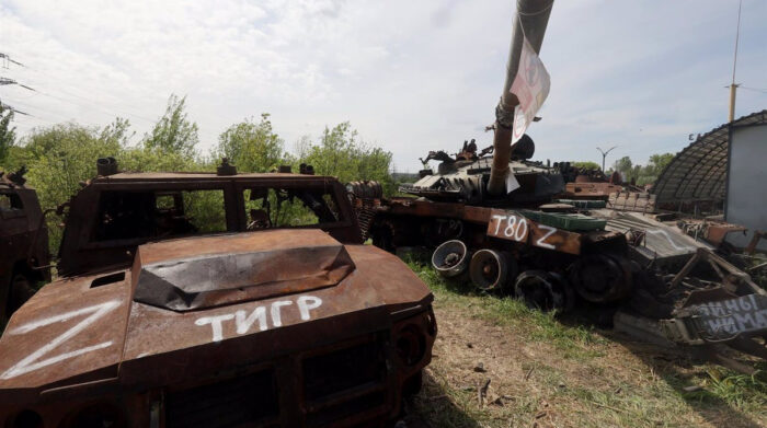 Armamento ubicado en el territorio de la guerra de Rusia y Ucrania. Foto: Europa Press