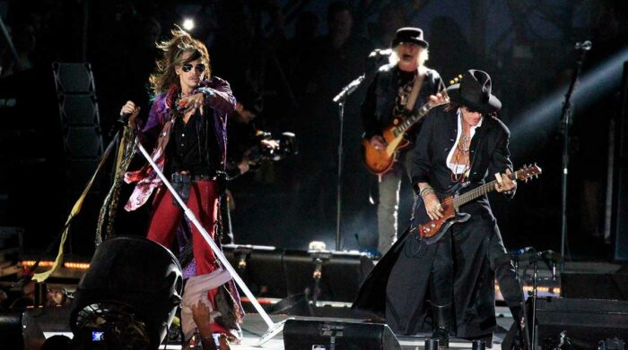 Vista del grupo estadounidense Aerosmith durante un concierto, en una fotografía de archivo. Foto: EFE