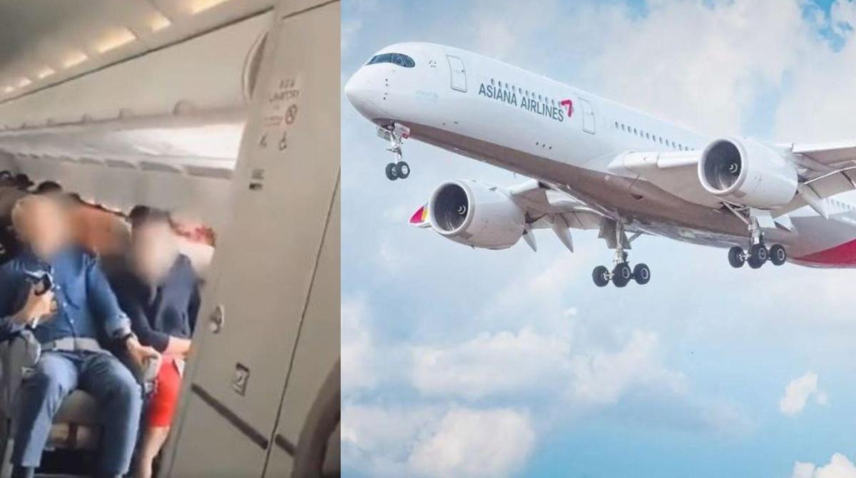 Ningún miembro de la tripulación del avión pudo evitar que el pasajero abriera la puerta de emergencia. Foto: Captura de video y Asiana Airlines