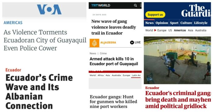 La prensa internacional reporta la violencia en Ecuador, que deja más de 7 700 personas asesinadas durante el gobierno de Guillermo Lasso.