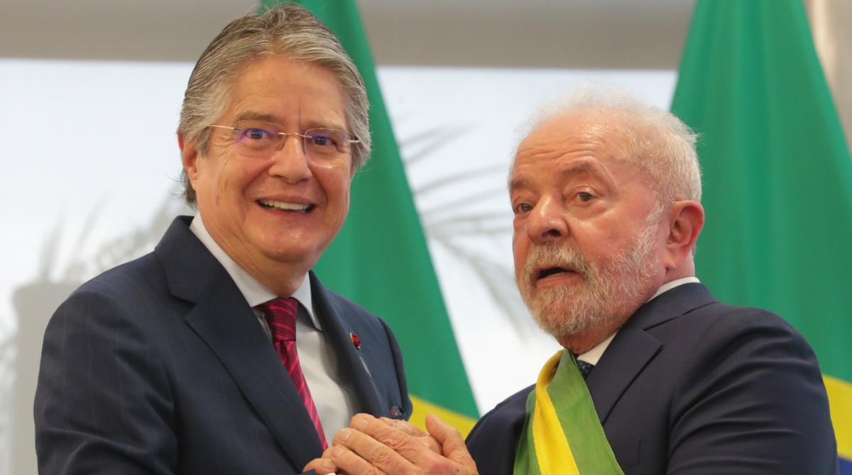 Guillermo Lasso junto a su homólogo Lula da Silva. Foto: Embajada de Ecuador en Brasil
