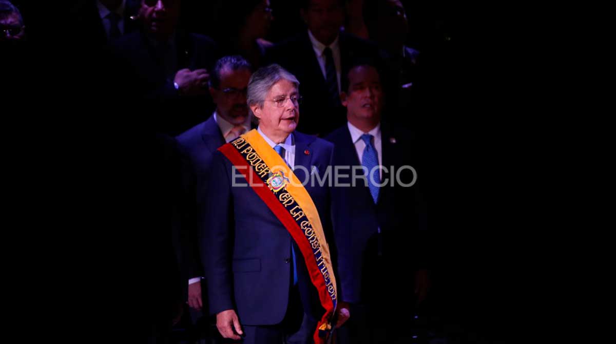 El presidente Guillermo Lasso durante su informe a la Nación este 24 de mayo del 2023. Foto: Julio Estrella / EL COMERCIO