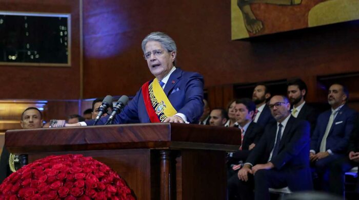 El presidente Guillermo Lasso en la sesión solemne del 24 de mayo del 2022. Foto: Flickr