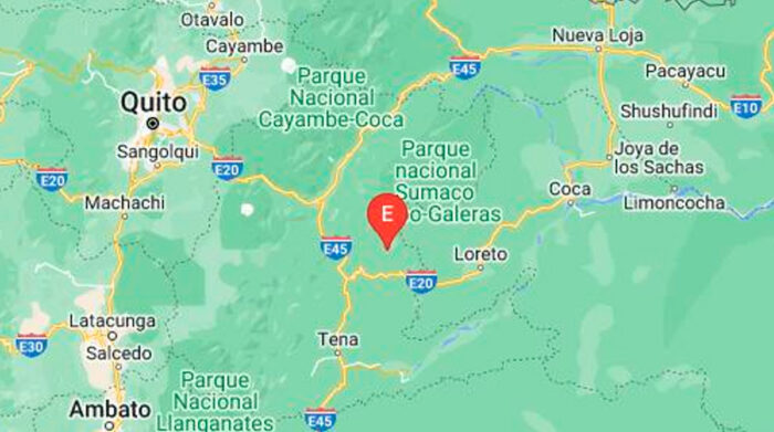 El epicentro del sismo de la madrugada del 18 de junio fue a 43 kilómetros de Tena. Foto: Captura de pantalla del Instituto Geofísico