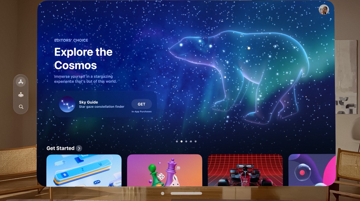 Apple Vision Pro tiene una nueva tienda de aplicaciones donde los usuarios pueden descubrir aplicaciones y contenidos. Cortesía: Apple