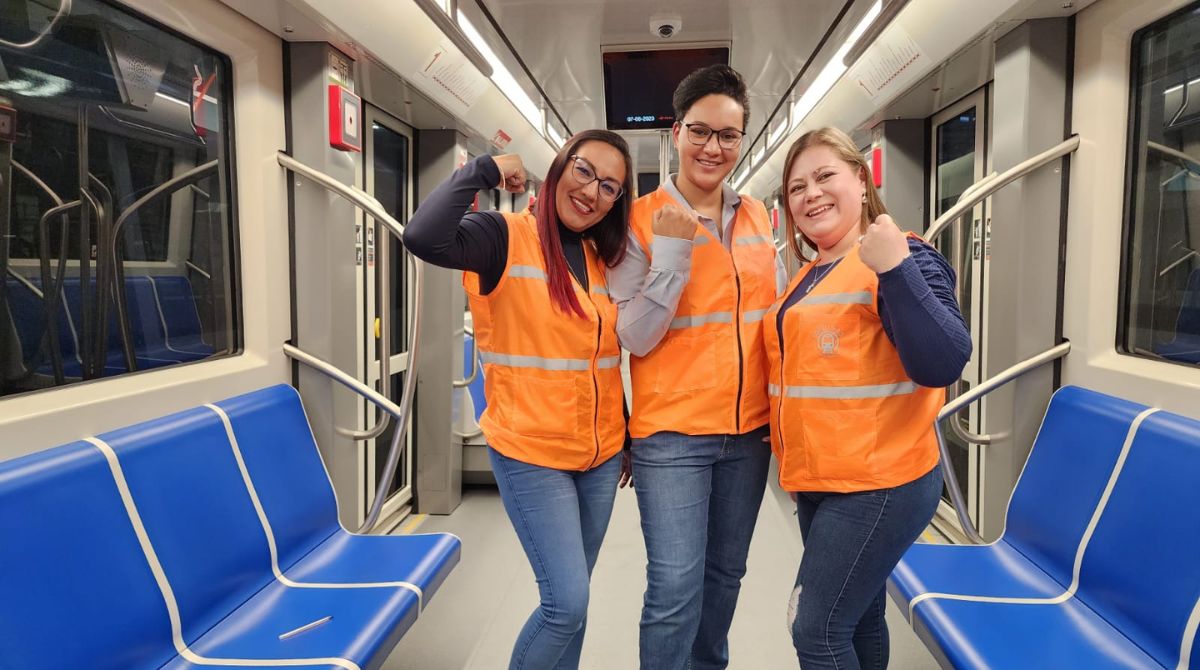 Estas tres mujeres operarán los trenes del Metro de Quito. Evelyn Jácome/ EL COMERCIO