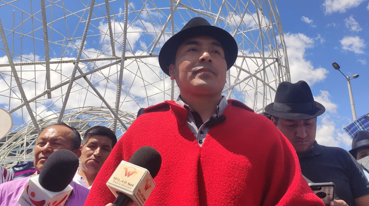 Leonidas Iza, titular de la Conaie, dice que las bases no apoyarán a candidatos que no sean de Pachakutik. Foto: Karina Sotalín/ EL COMERCIO