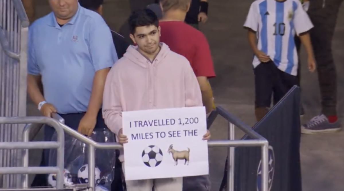 El hincha llegó al estadio para apoyar a Lionel Messi, pero el argentino aún no juega con Inter Miami. Foto: captura de pantalla