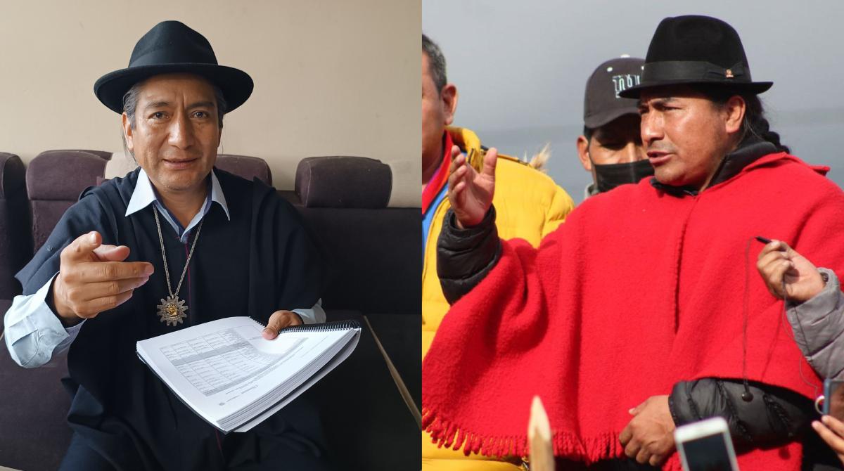Salvador Quishpe y Leonidas Iza, principales candidatos de Pachakutik, no serán parte de las elecciones presidenciales. Foto: Twitter